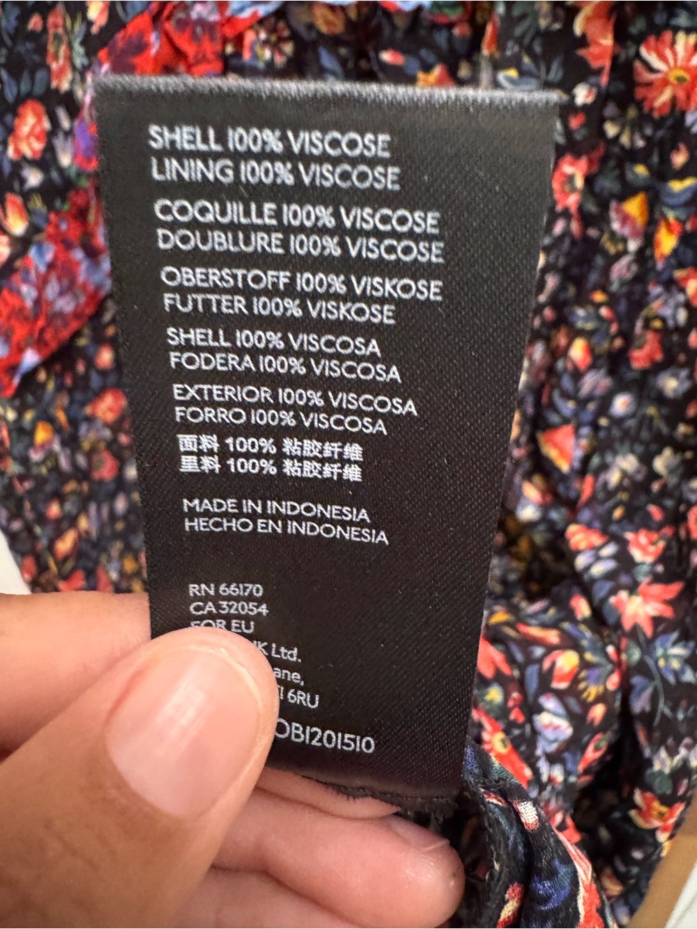Anthropologie Black Floral Tiered Long-Sleeve Dress with Pink & Orange Accents - Picture 7 of 10